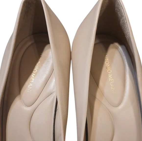 Antonio Melani Sand Colored Leather Heels Women's Tan Pumps Size 8.5 - Picture 7 of 11